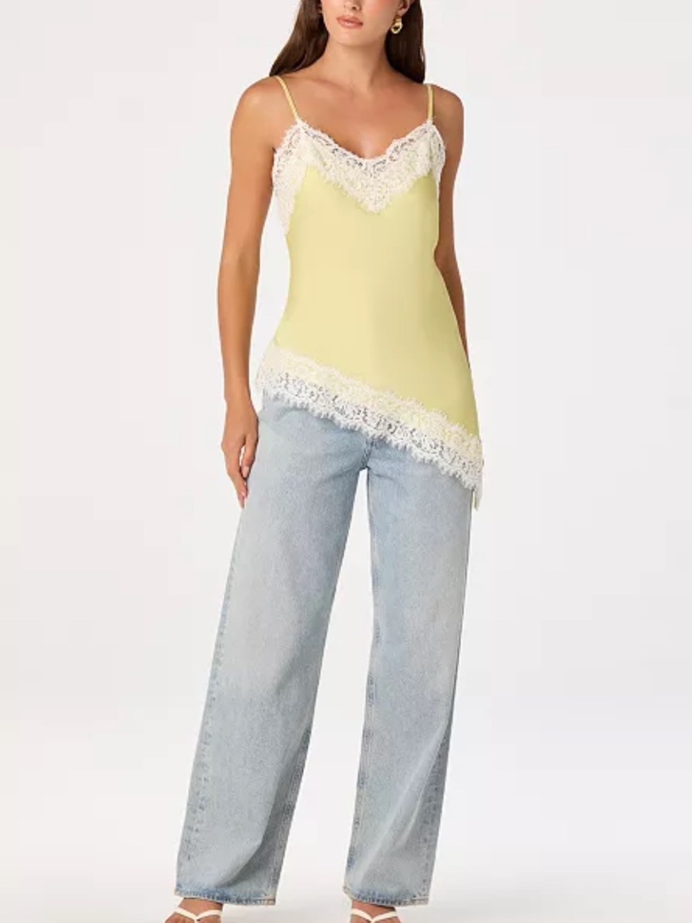 Women’s Asymmetrical Lace Talk. Yellow. M